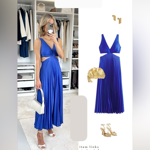 NWT A&F Abercrombie & Fitch Giselle
Pleated Cutout Maxi Dress Blue Satin Small - Picture 7 of 8